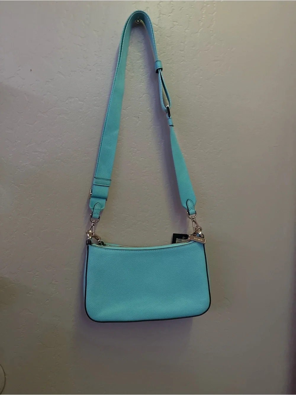 kate spade Woven Leather Crossbody in Aqua Blue